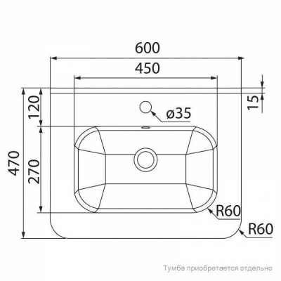 Умывальник мебельный 60х46 010 0106000i28 IDDIS. Фото