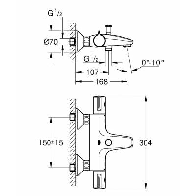 Термостатический смеситель для ванны GROHE Grohtherm 800 34576000. Фото