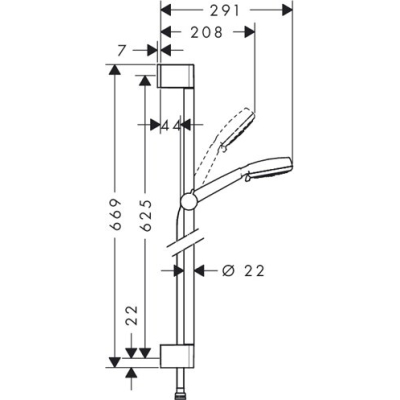 Душевой гарнитур Hansgrohe Crometta 100 Vario 0.65м 26651400. Фото