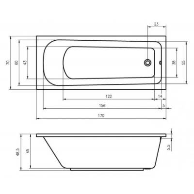 Ванна акриловая RIHO Orion 170х70 BC01005. Фото