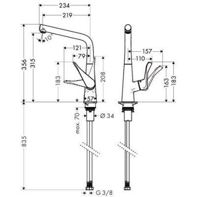 Смеситель для кухни Hansgrohe Metris хром 14822000. Фото