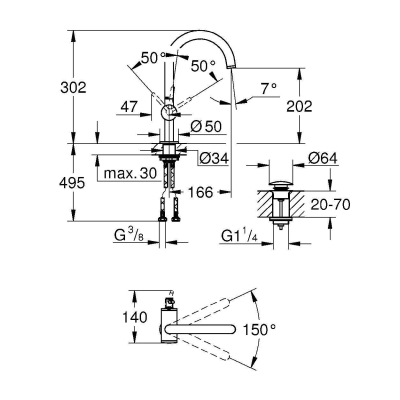 GROHE 32042DC3 Atrio New Смеситель однорычажный для раковины на 1 отверстие, размер L, СуперСталь. Фото