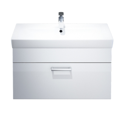 Тумба с умывальником для ванной комнаты подвесная белая/под дерево 80 см Mirro IDDIS MIR80W0i95K. Фото