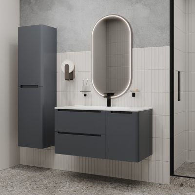 Тумба с умывальником подвесная 100 см темно-серый Edifice IDDIS EDI10D0i95K  подходит умыв. 0101000i28. Фото