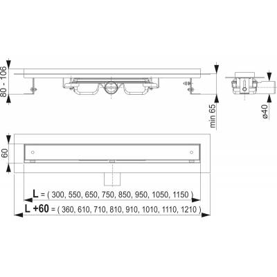 Водоотводящий желоб ALCAPLAST Low APZ101-850. Фото