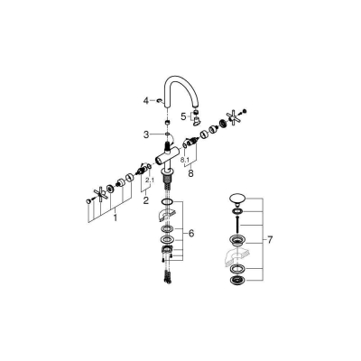 GROHE 21019DC3 Atrio New Смеситель двухвентильный для раковины на 1 отверстие, крестобразная ручка, размер L, СуперСталь. Фото