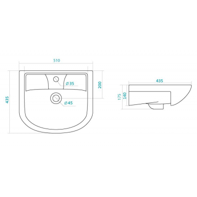 Раковина встраиваемая SANTEK Ладога 51х44 1.WH11.0.256. Фото