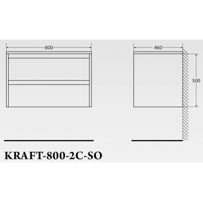 Тумба под раковину подвесная BELBAGNO KRAFT-800-2C-SO-CG Cemento Grigio. Фото