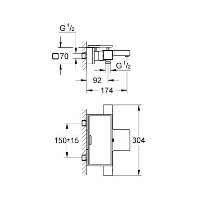 Термостатический смеситель для ванны GROHE Grohtherm Cube 34502000. Фото