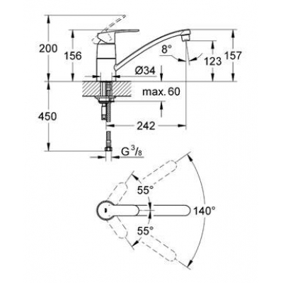 Смеситель для мойки GROHE Eurostyle Cosmopolitan 33977002. Фото