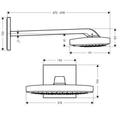 Верхний душ Hansgrohe Raindance Select Е 300 3jet белый/хром 26468400. Фото