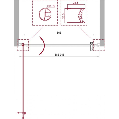 Душевая дверь BELBAGNO UNO-B-1-90-CH-Cr. Фото