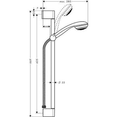 Душевой гарнитур Hansgrohe Crometta 85 65cm 1jet/Unica 27728000. Фото