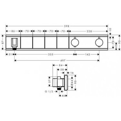 Термостат для душа Hansgrohe RainSelect 15357400 на 4 потребителя. Фото