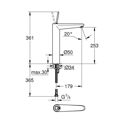 Смеситель для раковины GROHE Eurodisc Joystick 23428000. Фото