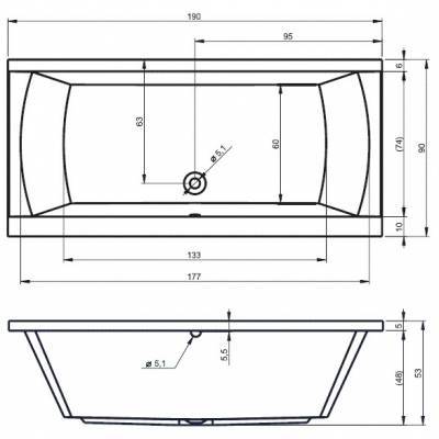 Ванна акриловая RIHO Julia 190х90 BA69005. Фото