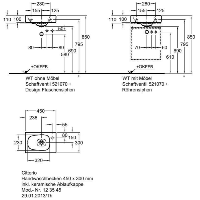 Раковина GEBERIT Citterio 45х30 500.541.01.1. Фото