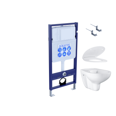 Комплект 4 в 1 Унитаз с инсталляцией и крепежом Set Aquatek Grohe Bau Ceramic INS-0000012+KDI-0000002+39427000+39493000. Фото