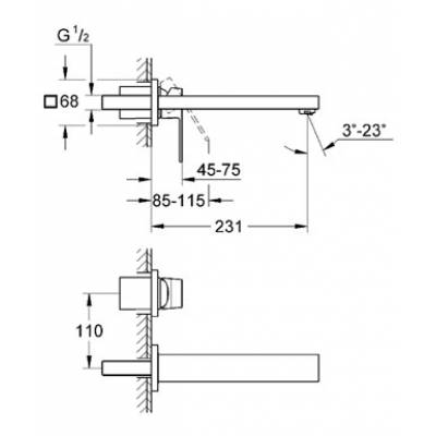 Смеситель для раковины GROHE Eurocube 23447000 (внешняя часть). Фото