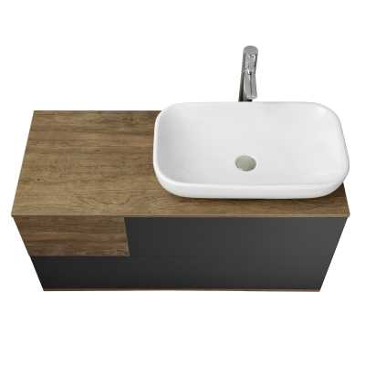 Тумба под раковину подвесная AQUATON Терра 105 Дуб Кантри/Антрацит 1A246901TEKA0. Фото