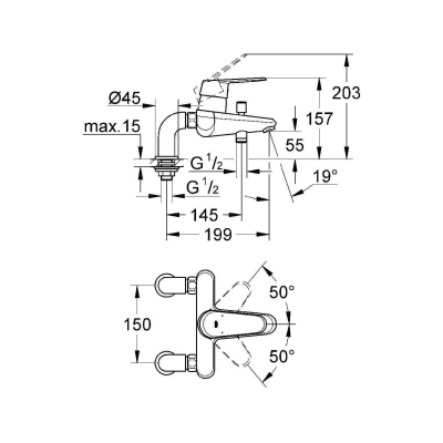 Смеситель для ванны GROHE Eurodisc Сosmopolitan 33392002. Фото