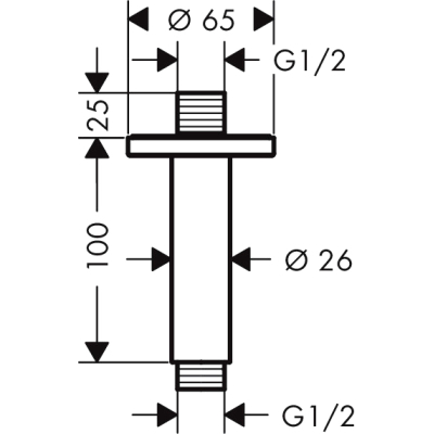 Потолочное подсоединение 100 мм Hansgrohe Vernis Blend 27804670 черный. Фото