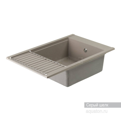 Мойка для кухни Акватон Делия 78 прямоугольная с крылом серый шелк 1A715132DE250. Фото
