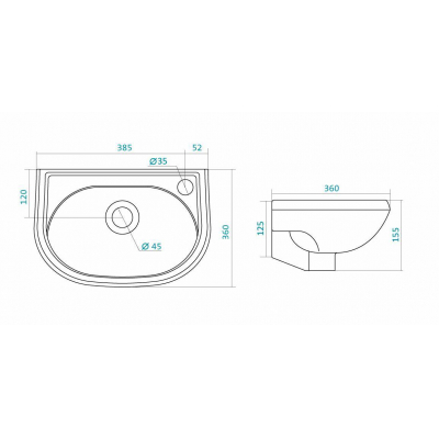 Умывальник SANTEK Бриз 38х26 1.WH11.0.445 (отверстие справа). Фото