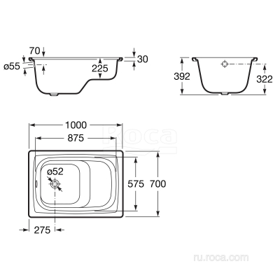 Ванна ROCA Contesa 105x70 213100001. Фото