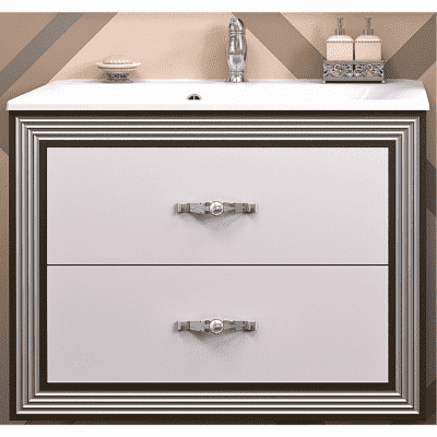 Тумба с раковиной подвесная OPADIRIS Карат 80 (патина серебро). Фото