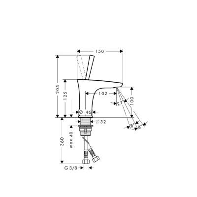 Смеситель для маленькой раковины HANSGROHE PuraVida 15075000. Фото