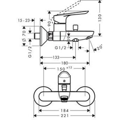 Смеситель для ванны Hansgrohe Logis E 71403000. Фото