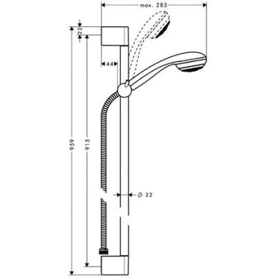 Душевой гарнитур Hansgrohe Crometta 85 90cm 1jet/Unica 27729000. Фото