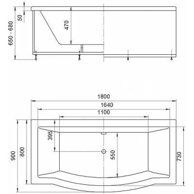 Ванна АКВАТЕК Гелиос 180х90 без гидромассажа. Фото
