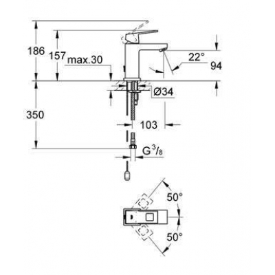 Смеситель для раковины GROHE Eurocube 2313100E. Фото