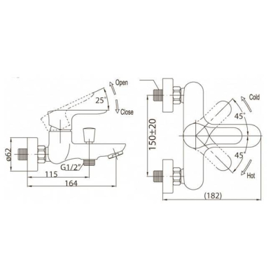Смеситель для ванны/душа BELBAGNO Reno REN-VASM-CRM. Фото