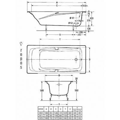 Ванна чугунная без ручек JACOB DELAFON Repos 180х85 E2904-00. Фото