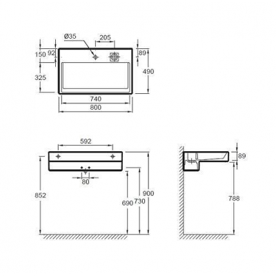 Раковина с подсветкой JACOB DELAFON Terrace 80х49 EXD9112-00. Фото