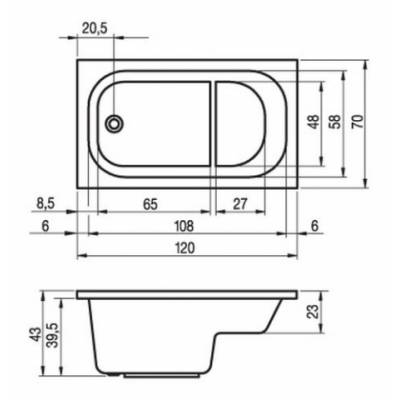 Ванна акриловая RIHO Petit 120х70 BZ25005. Фото