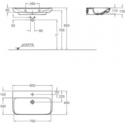Раковина GEBERIT MyDay 80х28 125480600. Фото