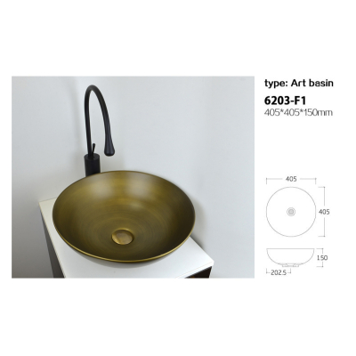 Раковина накладная 40х40 Bronze De Luxe Sphera 6203. Фото