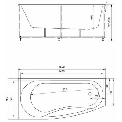 Ванна АКВАТЕК Пандора 160х75 Без гидромассажа. Фото