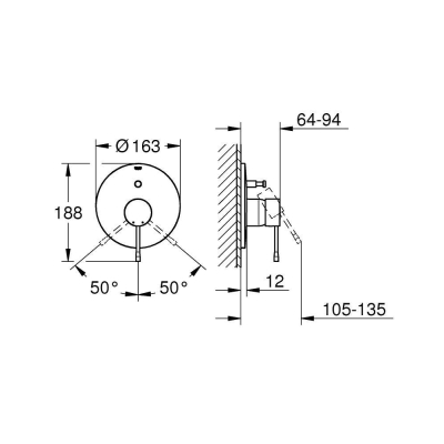 GROHE 19285GL1 Essence New Смеситель однорычажный для ванны, комплект верхней монтажной части, цвет: холодный рассвет, глянец. Фото