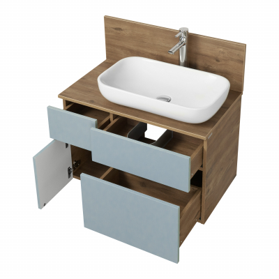 Тумба под раковину подвесная AQUATON Мишель 80 Фьорд/Дуб Рустикальный 1A256801MIX30. Фото