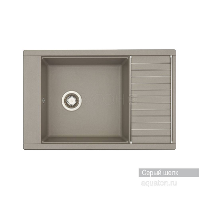 Мойка для кухни Акватон Делия 78 прямоугольная с крылом серый шелк 1A715132DE250. Фото