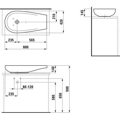 Раковина LAUFEN Alessi IL Bagno LCC 80x42 8.1897.3.400.112.1. Фото