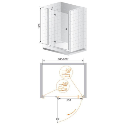 Душевая дверь CEZARES Verona VERONA-W-B-12-90-P-Cr-L. Фото
