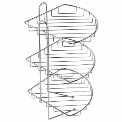 Полка трехъярусная угловая с крючками проволока стальная 10 Milardo 110WC30M44 для ванной комнаты. Фото