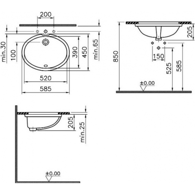 Раковина встраиваемая Vitra Arkitekt 52х39 6069B003-0012. Фото