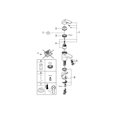 Смеситель для раковины Grohe Euroeco 32734000. Фото